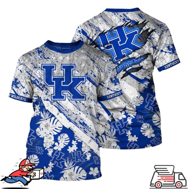 Official Kentucky Wildcats Tropical Flower Style And Flag All Over Printed 3D Shirt