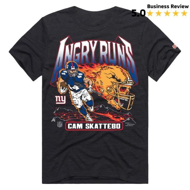 Official Men's Homage Cam Skattebo Black New York Giants Angry Runs Player Graphic New Shirt
