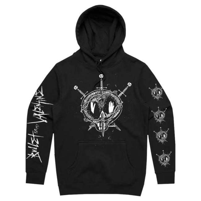 Official Bullet for My Valentine Merch Clothing BFMV Barb Skull Pullover Black Hood