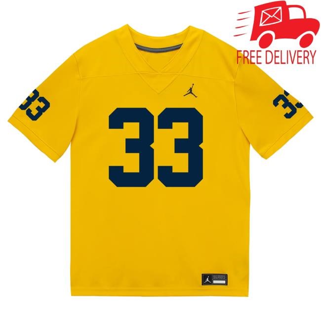 The M Den Michigan Wolverines #33 Dominic Nichols Student Athlete Maize Football Jersey New Shirt