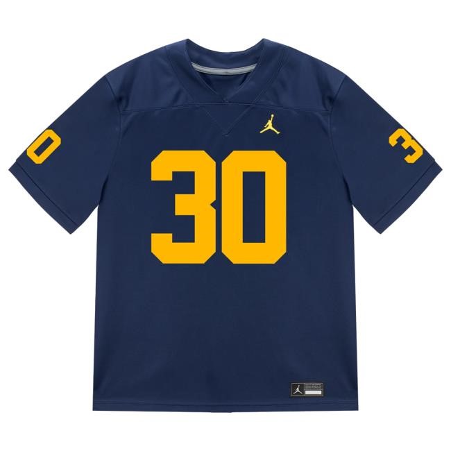 The M Den Michigan Wolverines #30 Jimmy Rolder Student Athlete Blue Football Jersey Hot Shirt