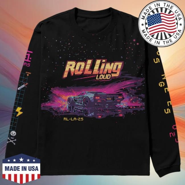 Official Rolling Loud Merch Store Shop Rolling Loud RL LA 25 Race Galaxy Black Lineup Long Sleeve Tshirt RollingLoud