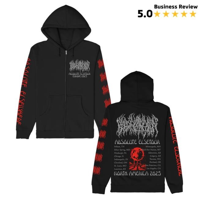 Absolute Elsetour Summer 2025 Zip Up Hoody (Black) | Blood Incantation Merch Official