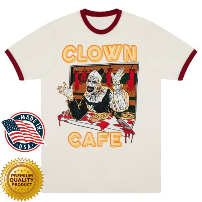 Official Halloween Horror Nights 2025 Terrifier Clown Cafe Adult Ringer Shirt