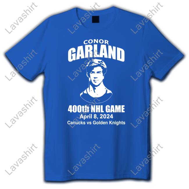 Official J.T. Miller Conor Garland 400th Game Tees