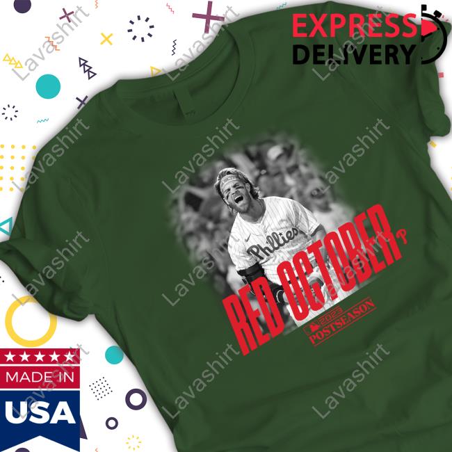 Official Bryce Harper Red October Postseason 2023 T-Shirt