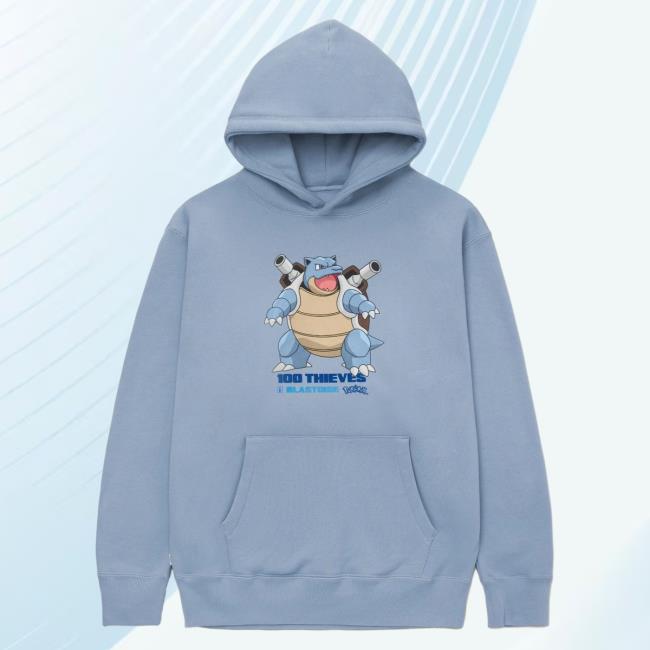 Official 100 Thieves Merch Store Shop 100Thieves Blastoise Pullover Hoodie - Light Blue 100T
