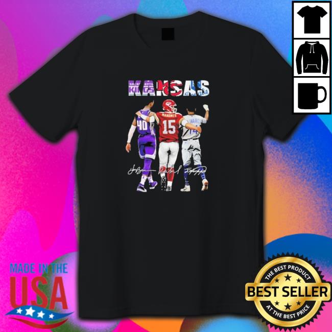 Three Teams Players Sacramento Kings Kansas City Chiefs and Kansas Royals signatures 2022 Tee Shirt