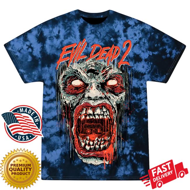 Official Cavity Colors Evil Dead 2: Possession - Shirt (Groovy Black & Blue Tie Dye)