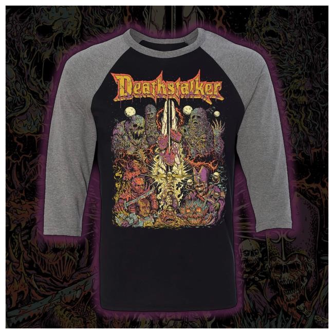 Deathstalker “Born Of Necromancy” Baseball Tee Features Creep-O-Rama Art