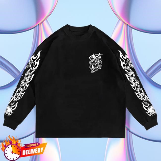 Official Ghost Racing Clothing Locked Helmet Long Sleeve New Shirt - Black Official Ghost Racing Clothing Locked Helmet Long Sleeve New Shirt - Black