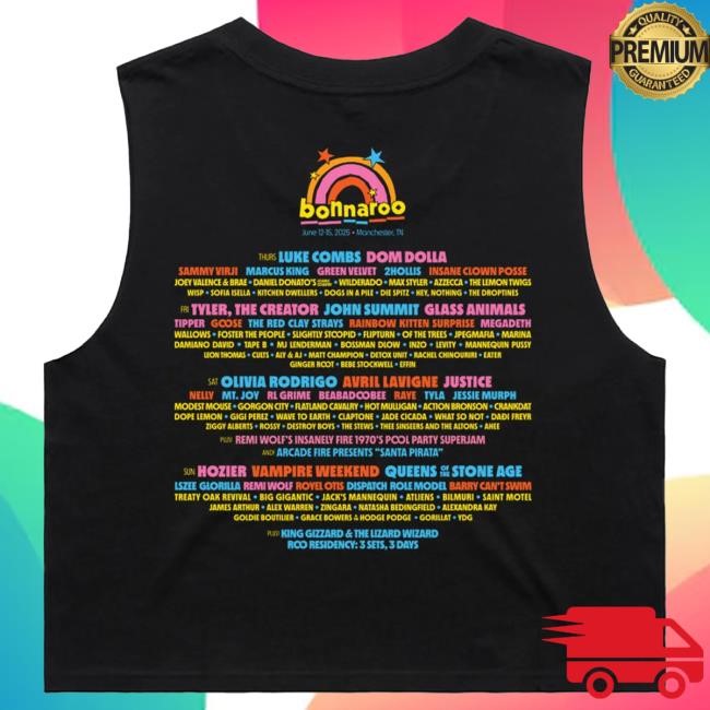 Official Bonnaroo Women's Disco Lineup Crop Tank Tee