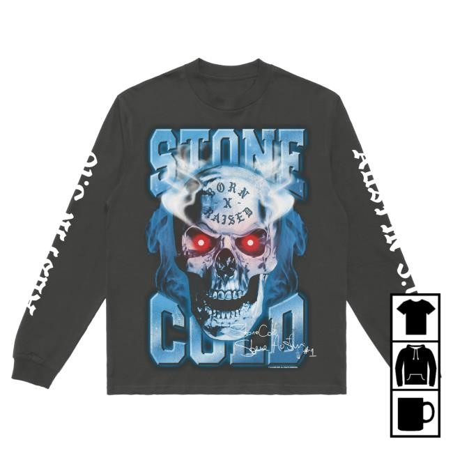 Official Born X Raised Merch Store Shop Born X Raised + Stone Cold LS T Shirt: Vintage Black BornxRaised
