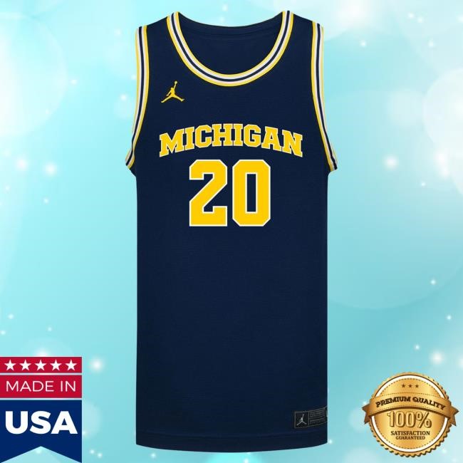 Michigan Wolverines #20 Alyssa Crockett Student Athlete Blue Women's Basketball Jersey Tees | The M Den Official Merch Store Shop