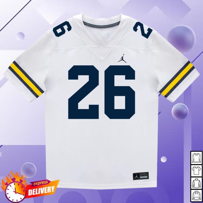 The M Den Michigan Wolverines #26 Rayshawn Benny Student Athlete White Football Jersey Tees
