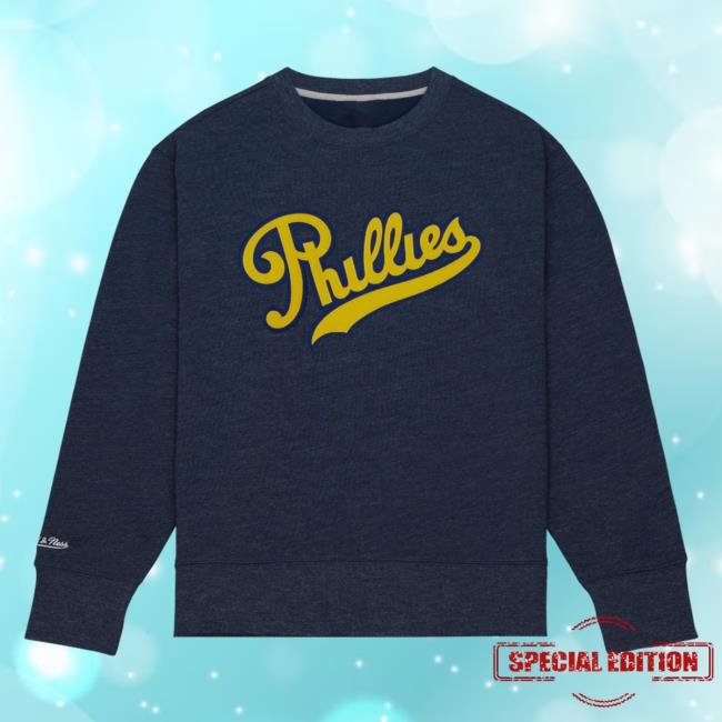 Official Mitchell And Ness Clothing Store Shop Playoff Win 2.0 Crew neck Sweatshirt Vintage Philadelphia Mitchellandness Merch Phillies New Release