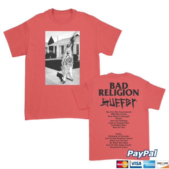 Official Kings Road Merch Store Bad Religion Suffer Tracklist Attractive Shirt (Red) BadReligion Kings Road Shop