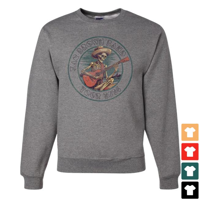 Official Zac Brown Band Shop Merch Skeleton Guitar Crew
