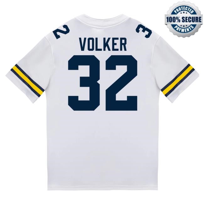 Michigan Wolverines #32 John Volker Student Athlete White Football Jersey Tees The M Den Shop Official