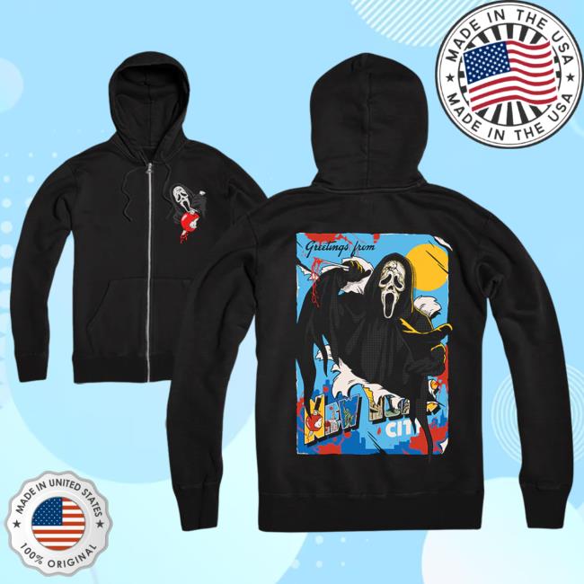 Official Cavity Colors Ghost Face: Greetings From Nyc - Zip Up Popover Hoodie