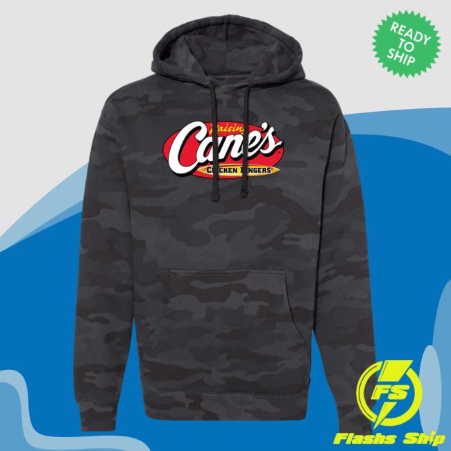 Official Canes Merch Store Raising Cane's Gear Comfy Camo Hoodie Black Camo Canes Apparel Clothing Shop