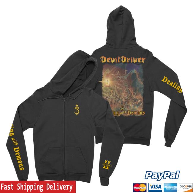 Official Night Shift Merch Store Devildriver - Dealing With Demons Ii Cross Zip-Up Crew neck Sweatshirt NightShiftMerch