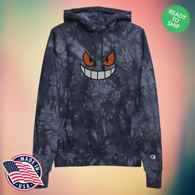 Official Yujin Clothing x Champion Demon Inside Tie Dye Pull Over Hoodie Navy