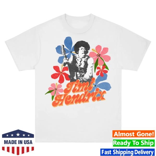 Official Jimi Hendrix Merch Store Jimi Hendrix 60s-Inspired Flower White Tshirt