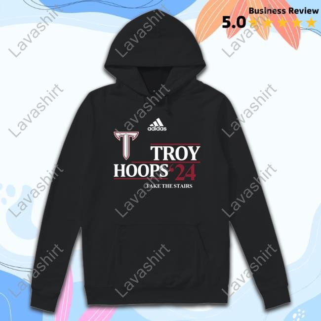 Troy Hoops 24 Take The Stairs New Tee Troy Trojans MBB
