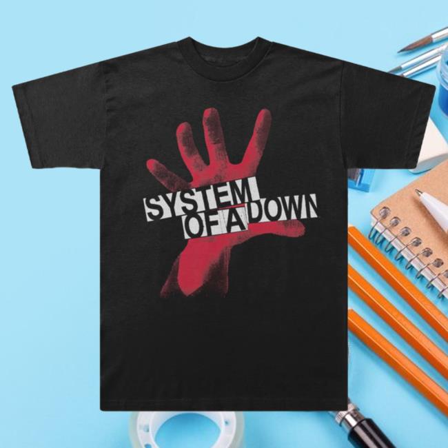 Official System Of A Down Clothing Merch Store Shop System Of A Down Self-Titled Red Hand Logo T-Shirts SystemOfADown