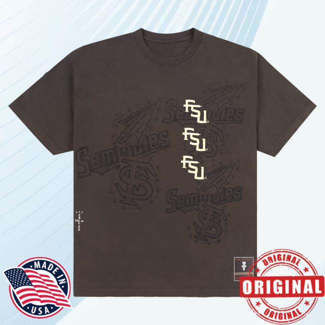 Official Travis Scott Utopia Merch Store CJ X M&N X FLORIDA STATE UNIVERSITY SEAL Popover Shirt Travis Scott Apparel Clothing TravisScott