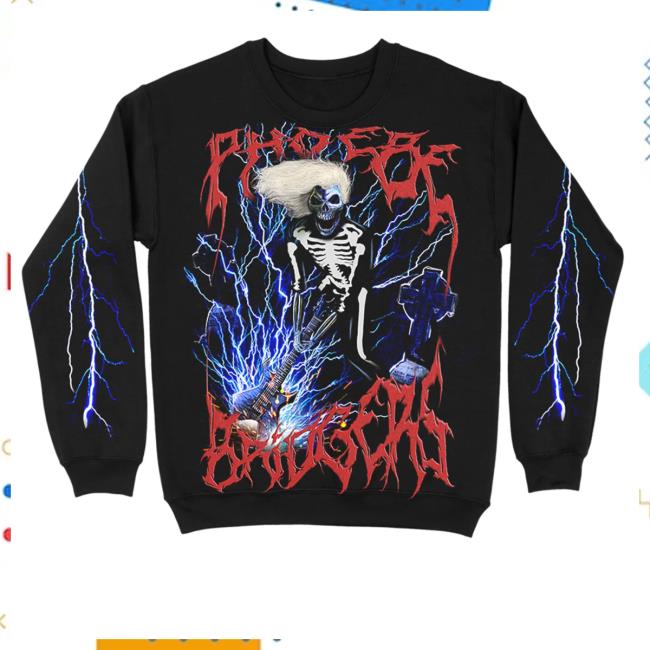 Official Phoebe Bridgers Merch Guitar Smash Black Long Sleeve T Shirt