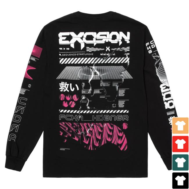 Official Excision Merch Headbanger Long Sleeve Shirt 2023 Black