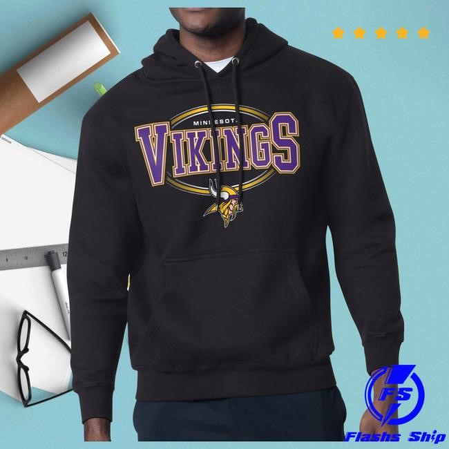 Official Minnesota Vikings Store Men's Starter Black Minnesota Vikings Team Track Graphic Hoodie MinnesotaVikings