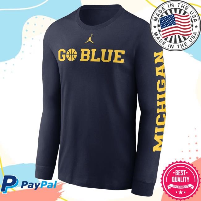 Michigan Wolverines Jordan Brand Basketball Go Blue Long Sleeve Tee The M Den Official Shop