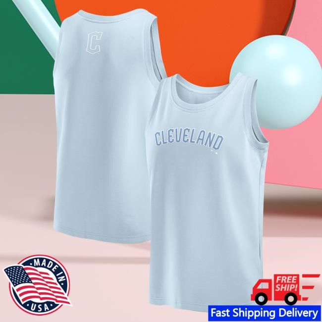 Official Cleveland Guardians Merch Store Men's Cleveland Guardians Fanatics Light Blue Elements Tank Top T-Shirts