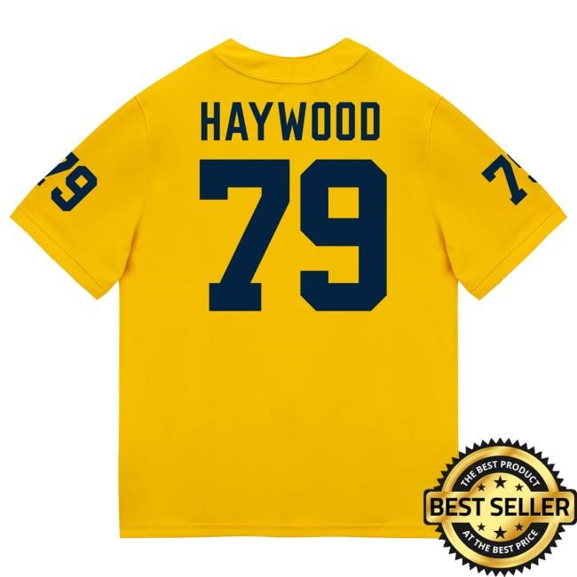 Michigan Wolverines #79 Ty Haywood Student Athlete Maize Football Jersey Top Shirt The M Den Shop Official