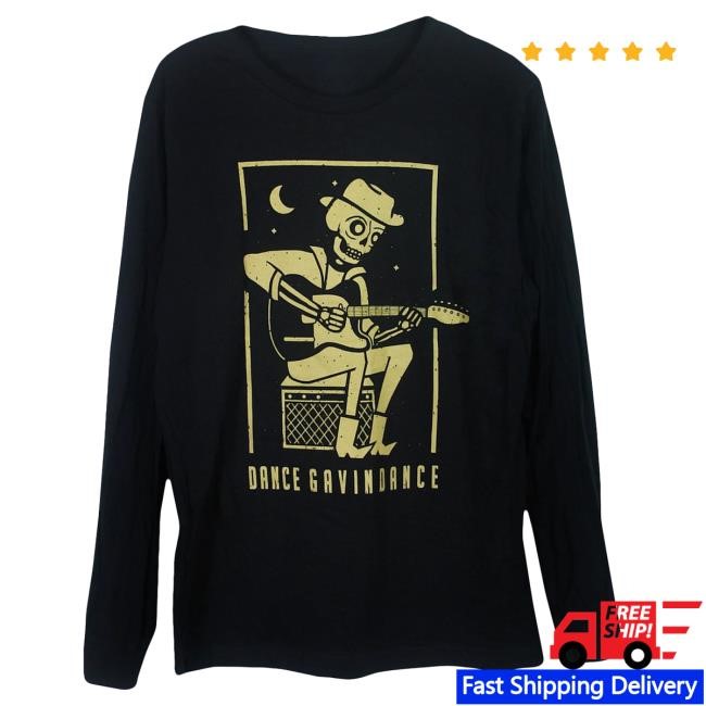 Official Dance Gavin Dance Merch Gold Skull Black Long Sleeve Tshirt DanceGavinDance