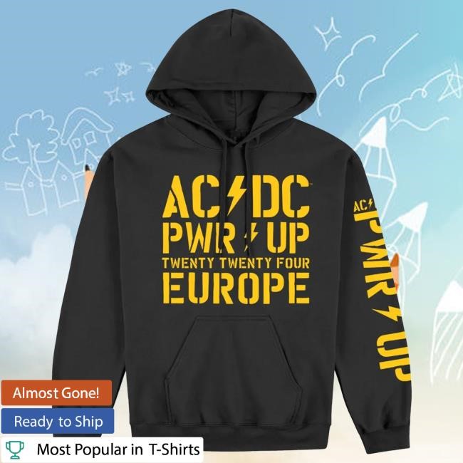 Official Ac Dc Merch Store AC/DC PWR UP 2024 Tour Pullover Hoodie Ac Dc Shop Acdc Clothing