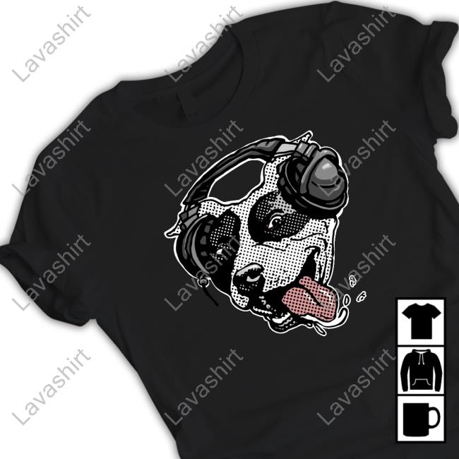 Official Cute Pit Bull Dog With Music Headphones Shirts