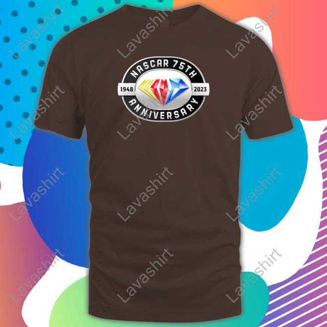 Nascar Merch Checkered Flag 75th Anniversary Logo Tee Shirt