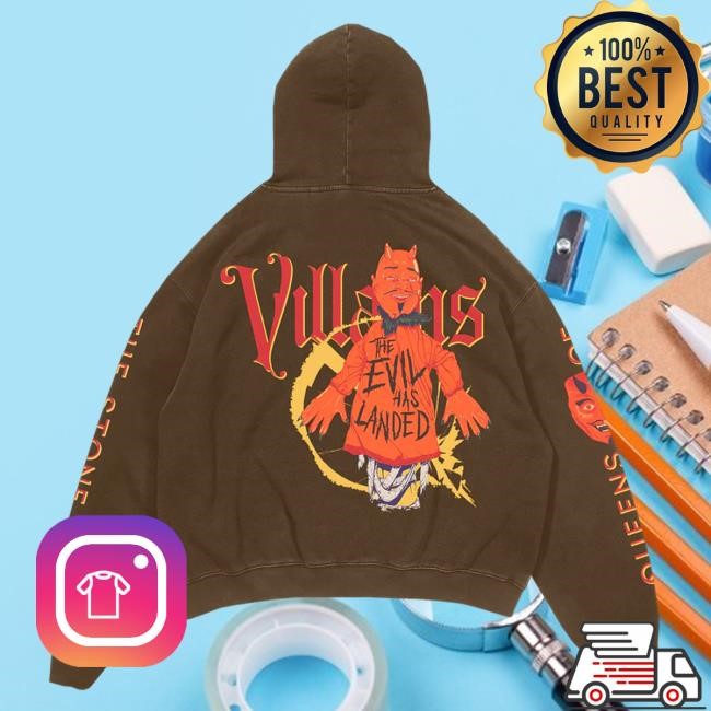 Official Queens Of The Stone Age The Evil Has Landed Brown Hoodies Qotsa