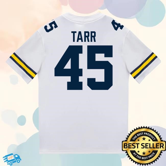 The M Den Michigan Wolverines #45 Greg Tarr Student Athlete White Football Jersey Hot Shirt