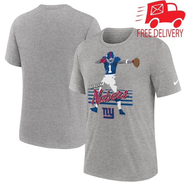 Men's Nike Malik Nabers Heather Gray New York Giants Player Graphic T Shirt NewYorkGiants