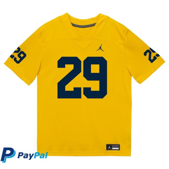 The M Den Michigan Wolverines #29 Chase Taylor Student Athlete Maize Football Jersey Tshirt