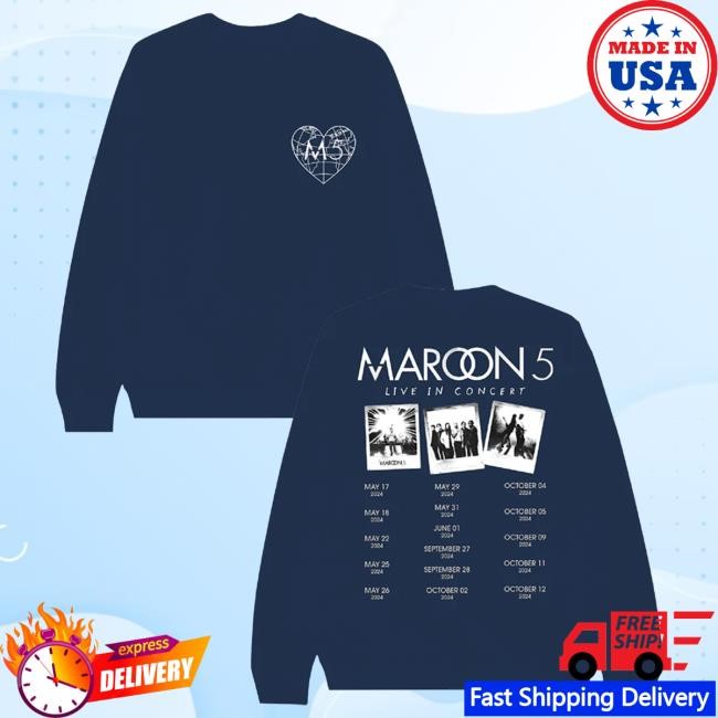 Official Maroon 5 Merch Maroon 5 M5 Live In Concert Hoodie Maroon5