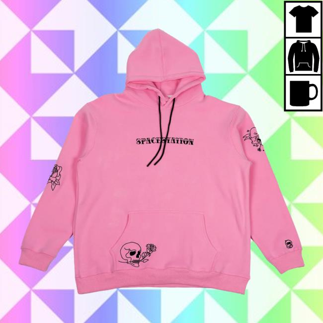 Official Ssg Merch Store Spacestation Gaming Pink Yatted Popover Sweatshirt