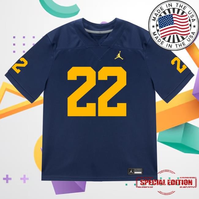 The M Den Michigan Wolverines #22 Justice Haynes Student Athlete Blue Football Jersey Hot Shirt