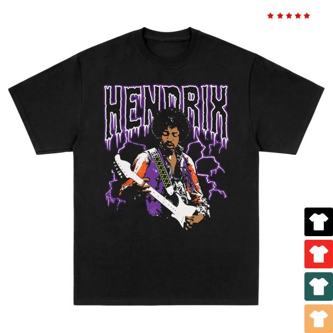 Official Jimi Hendrix Merch Store Jimi Hendrix Lightning Black Tees
