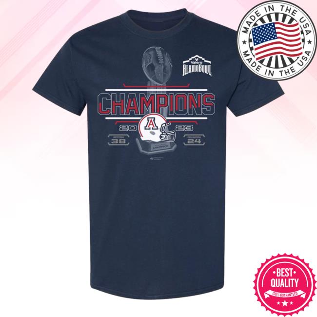Alamo Bowl Merch 2023 Valero Alamo Bowl Champions Score Navy Shirt